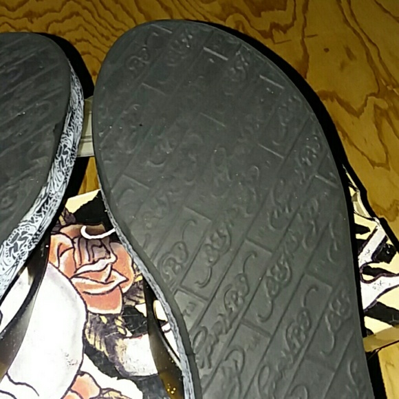 ED HARDY DESIGNS*FLIP FLOP SANDALS*SZ10 BLACK* - Picture 7 of 8
